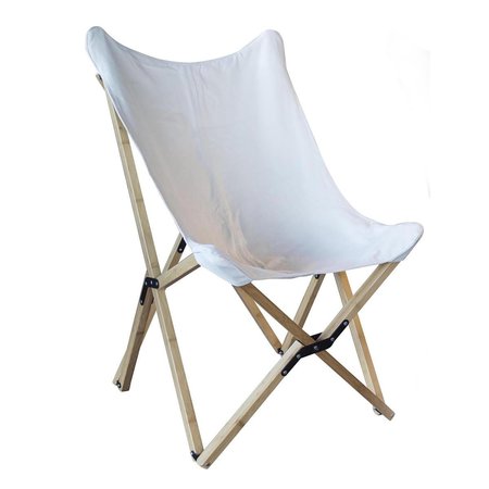 GRILLTOWN Canvas & Bamboo Butterfly Chair - Whit GR2527573